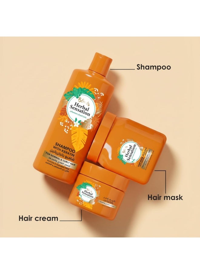 Blends Herbal Sensation Shampoo with Keratin for Normal & Curly Hair - Humidity Protection & Detangling - Silicon & Paraben Free - 850 ml - Image 3